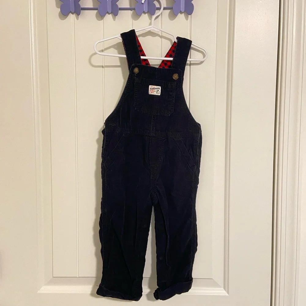 EUC Carter’s baby boy’s black‎ corduroy pants overalls 18 months